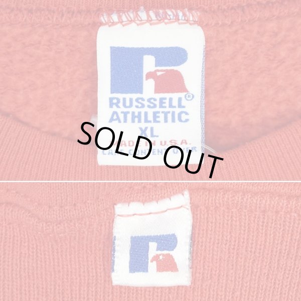 画像2: 90's RUSSELL 前V ブランクスウェット "MADE IN USA / VERMILION RED" (2)