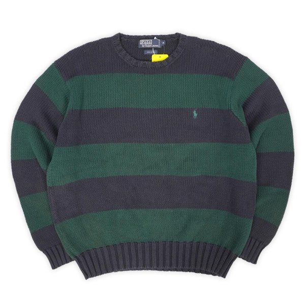 画像1: 90's Polo Ralph Lauren ワイドボーダー柄 コットンニット (1)