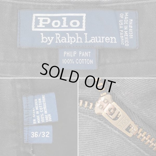 画像4: 90's POLO RALPH LAUREN ノータック チノトラウザー "BLACK / PHILIP PANT / W36 L32" (4)