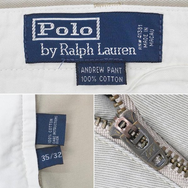 画像3: 00's Polo Ralph Lauren 2タック チノトラウザー "ANDREW PANT / BEIGE / W35 L32" (3)
