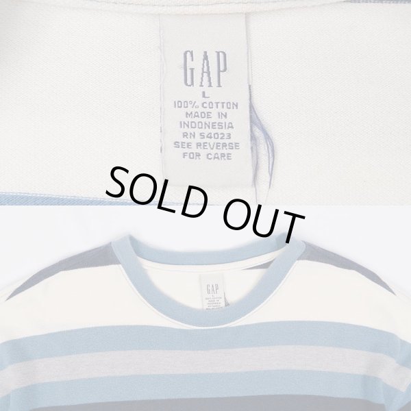 画像3: 90's OLD GAP マルチボーダー柄 Tシャツ "BLUE" (3)