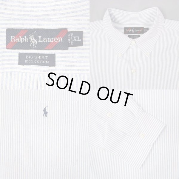 画像3: 90's Polo Ralph Lauren ストライプ柄 ボタンダウンシャツ “BIG SHIRT” (3)