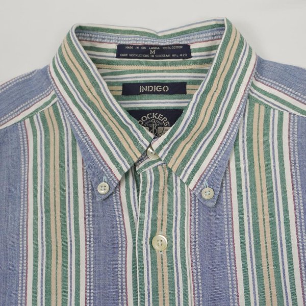 画像3: 90's DOCKERS S/S マルチストライプ柄 ボタンダウンシャツ “INDIGO” (3)