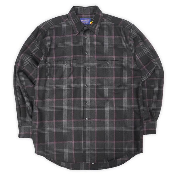 画像1: 00's PENDLETON レギュラーカラー ウールシャツ "Black Plaid" (1)