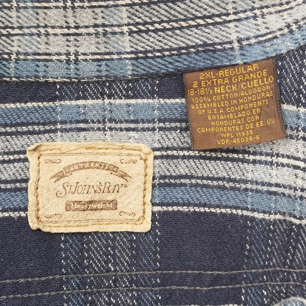 画像2: Late 90's ST JOHN'S BAY ヘビーネルシャツ "Navy Plaid" (2)