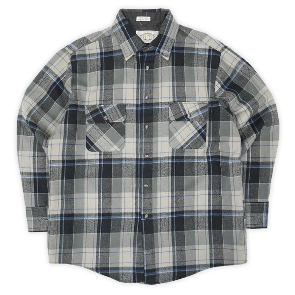 画像1: 90's NORTHWEST TERRITORY アクリル フランネルシャツ "Gray×Black×Blue Plaid" (1)
