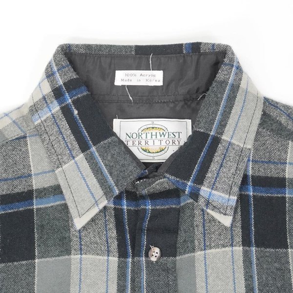 画像3: 90's NORTHWEST TERRITORY アクリル フランネルシャツ "Gray×Black×Blue Plaid" (3)