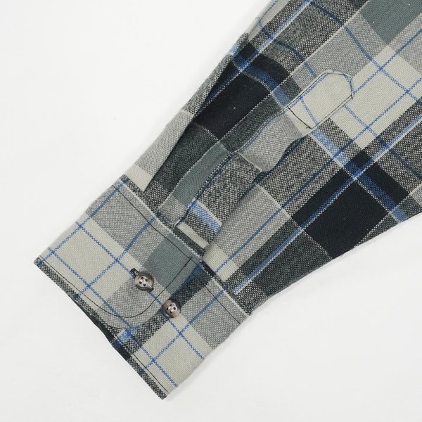画像4: 90's NORTHWEST TERRITORY アクリル フランネルシャツ "Gray×Black×Blue Plaid" (4)