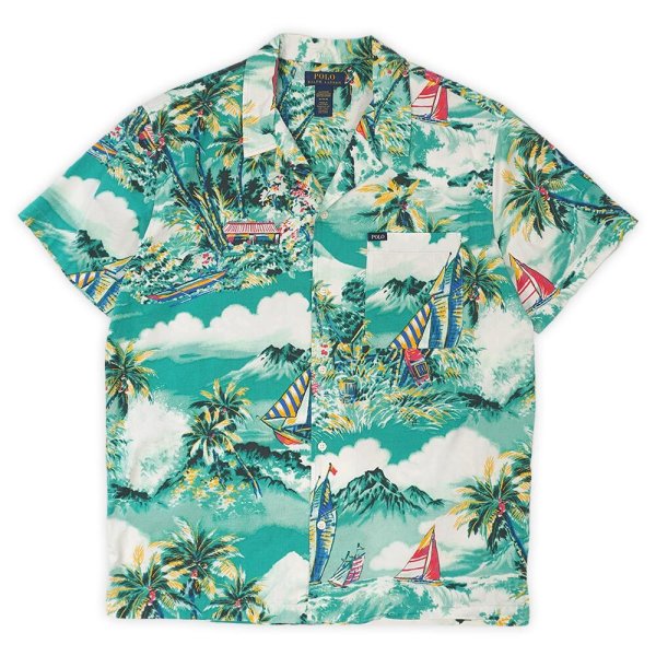 画像1: 00's Polo Ralph Lauren S/S 総柄 オープンカラーシャツ (1)
