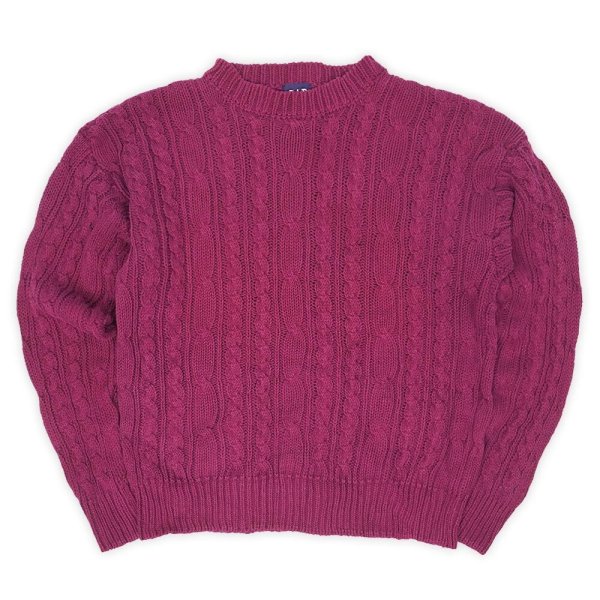 画像1: 90's OLD GAP ケーブル編み コットンニット (1)