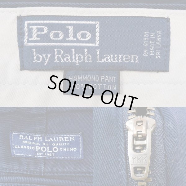 画像3: 90's Polo Ralph Lauren 2タック チノトラウザー "HAMOND PANT / NAVY" (3)