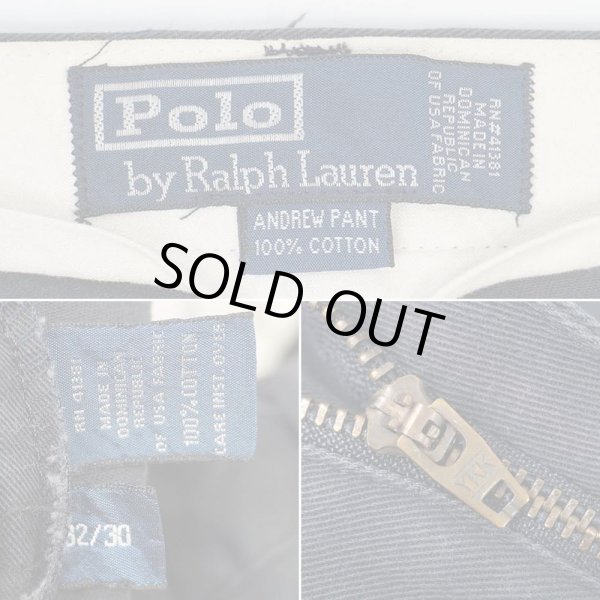 画像4: 90's Polo Ralph Lauren 2タック チノトラウザー "ANDREW PANT / NAVY / W32 L30" (4)