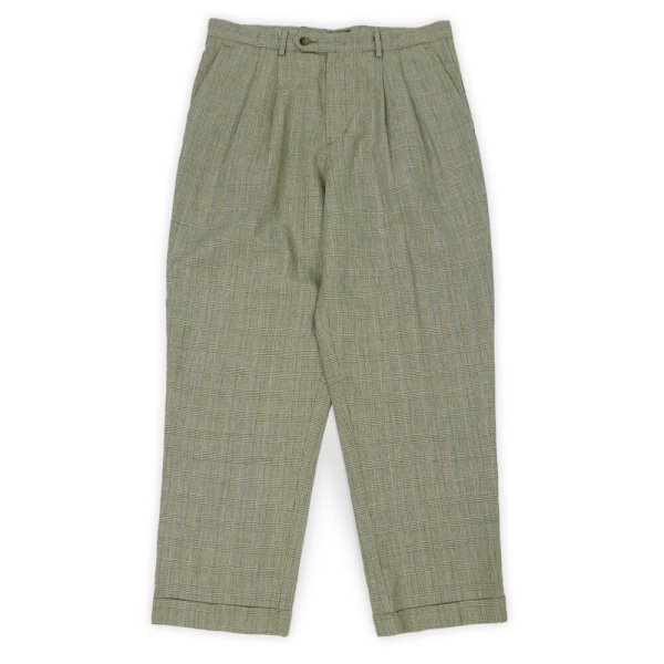 画像1: 90's DOCKERS 2タック コットンリネントラウザー "GLEN CHECK / W34 L30" (1)