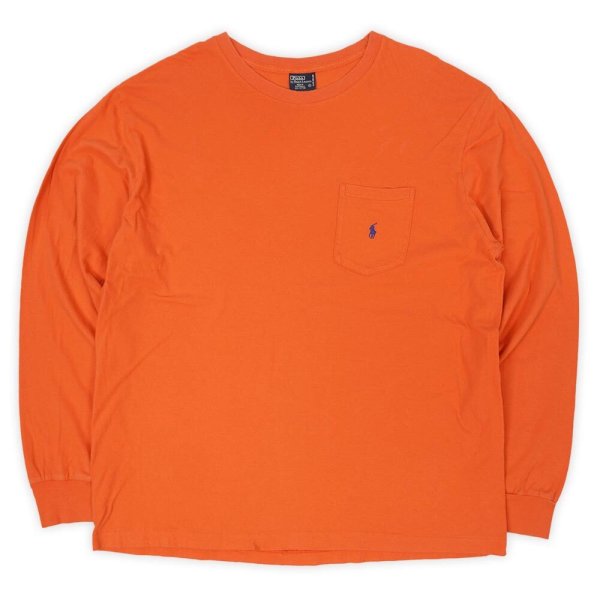 画像1: 90's Polo Ralph Lauren L/S ポケットTシャツ "ORANGE" (1)