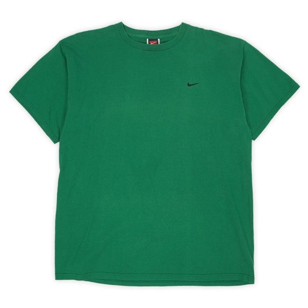 画像1: 90-00's NIKE スウォッシュロゴ刺繍 Tシャツ "Green" (1)