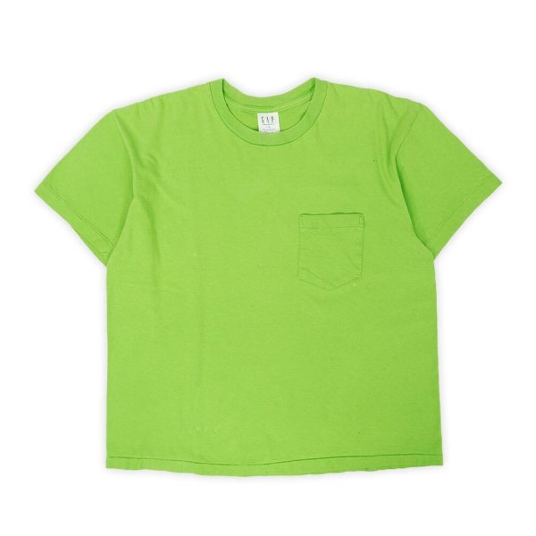画像1: 90's OLD GAP ブランク ポケットTシャツ “LIME GREEN / MADE IN USA” (1)