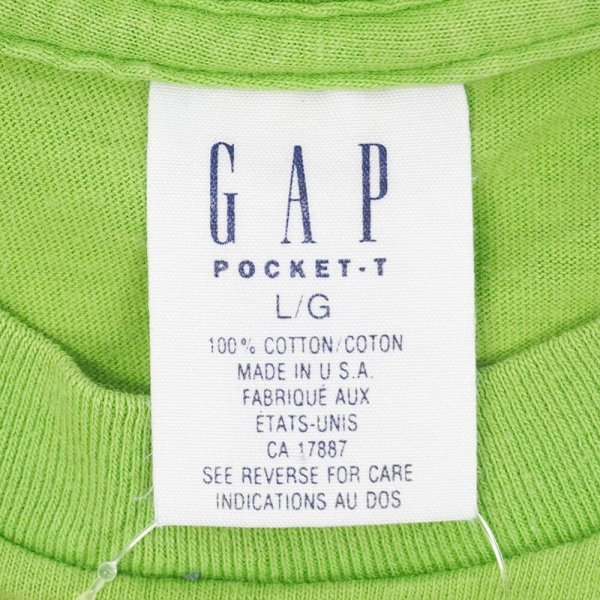 画像2: 90's OLD GAP ブランク ポケットTシャツ “LIME GREEN / MADE IN USA” (2)