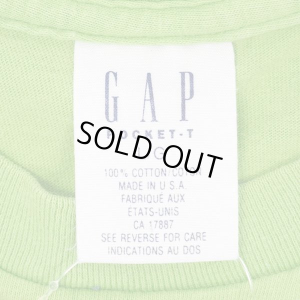 画像2: 90's OLD GAP ブランク ポケットTシャツ “LIME GREEN / MADE IN USA” (2)