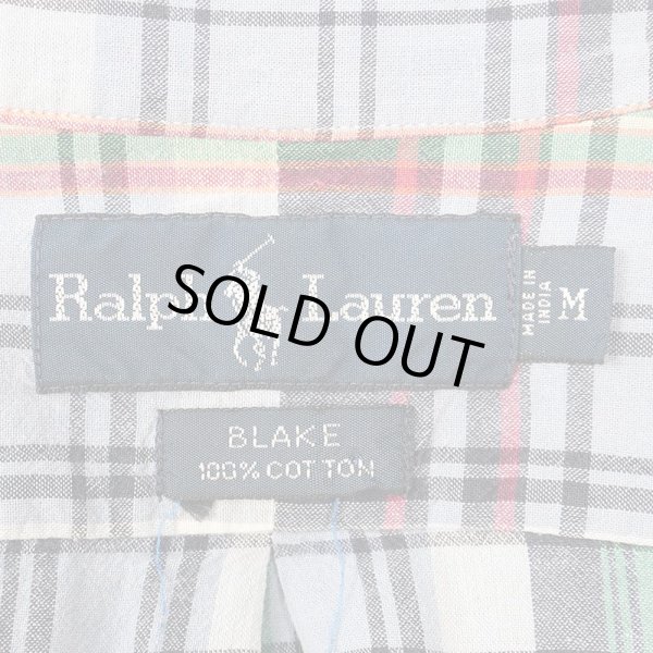 画像2: 90's Polo Ralph Lauren S/S ボタンダウンシャツ "BLAKE / BLUE Plaid" (2)