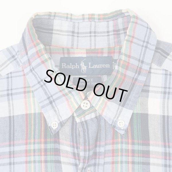 画像4: 90's Polo Ralph Lauren S/S ボタンダウンシャツ "BLAKE / BLUE Plaid" (4)