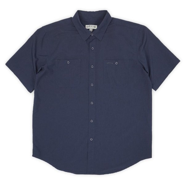 画像1: 00's ORVIS S/S レギュラーカラーシャツ "NAVY" (1)