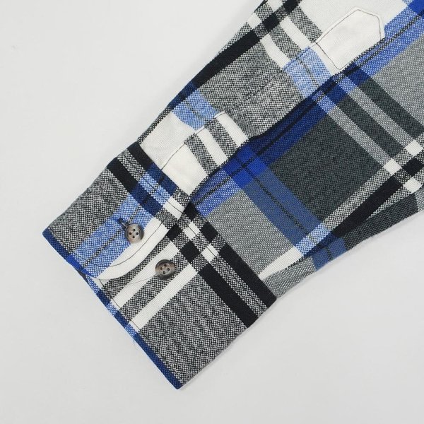 画像4: 90's NORTHWEST TERRITORY アクリル フランネルシャツ "White×Black×Blue Plaid" (4)