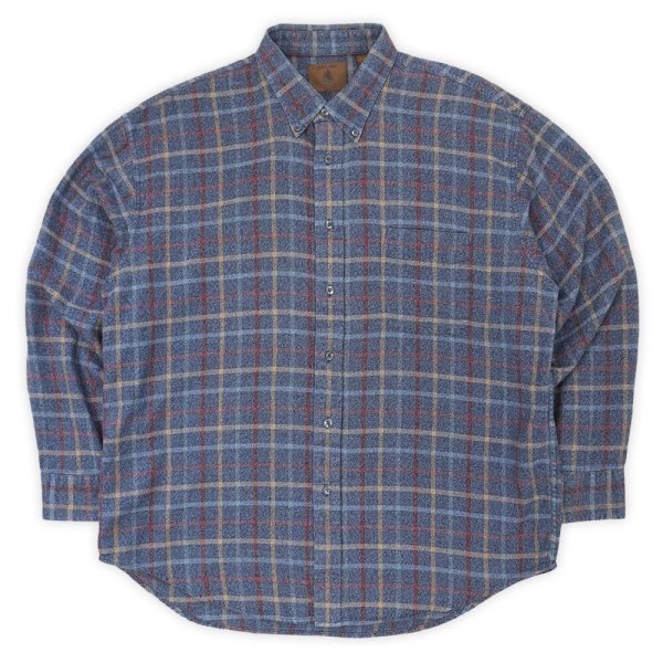 画像1: 90's ST JOHN'S BAY フランネルボタンダウンシャツ "Heather Navy Plaid" (1)