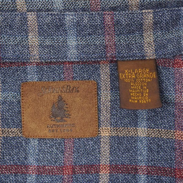 画像2: 90's ST JOHN'S BAY フランネルボタンダウンシャツ "Heather Navy Plaid" (2)