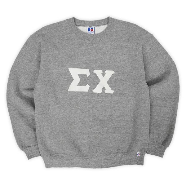 画像1: Early 90's RUSSELL ロゴパッチ スウェット "ΣＸ / MADE IN USA" (1)