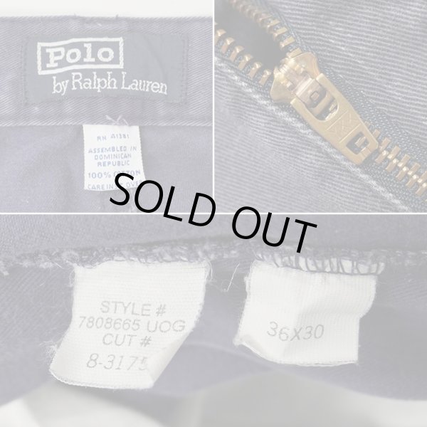 画像4: Early 90's Polo Ralph Lauren 2タック チノトラウザー "初期タグ / FADE NAVY" (4)