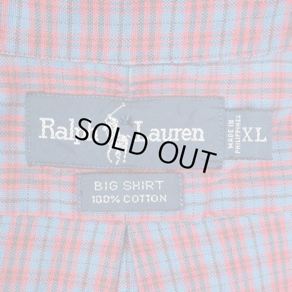 画像3: 90's Polo Ralph Lauren ボタンダウンシャツ "BIG SHIRT / BLUE BASE" (3)