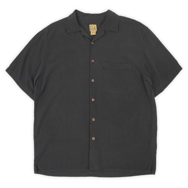 画像1: 90's Jos.A.BANK S/S オープンカラーシャツ "BLACK / SILK" (1)
