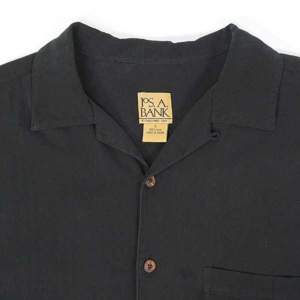 画像3: 90's Jos.A.BANK S/S オープンカラーシャツ "BLACK / SILK" (3)