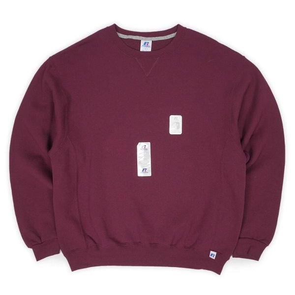 画像1: 00's RUSSELL リバースウィーブタイプ ブランクスウェット "Burgundy / DEADSTOCK" (1)