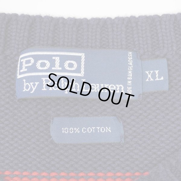 画像2: 90's Polo Ralph Lauren ワイドボーダー柄 コットンニット (2)