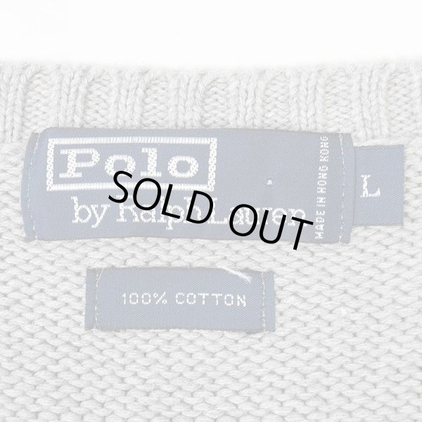 画像2: 90's Polo Ralph Lauren Vネック コットンニットベスト "GRAY" (2)