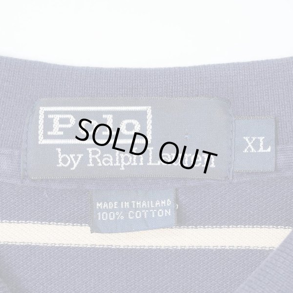 画像2: 90's Polo Ralph Lauren ボーダー柄 L/S ポロシャツ (2)