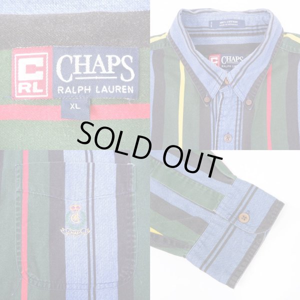 画像3: 90's CHAPS RALPH LAUREN マルチストライプ柄 ボタンダウンシャツ (3)