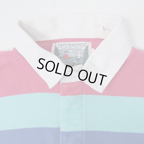 画像3: 90's COLUMBIA KNIT マルチボーダー柄 ラガーシャツ "MADE IN USA" (3)