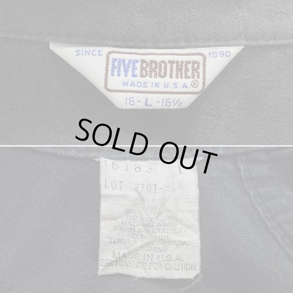画像2: 80's FIVE BROTHER シャモアクロス ワークシャツ "FADE BLACK / MADE IN USA" (2)