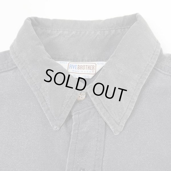 画像3: 80's FIVE BROTHER シャモアクロス ワークシャツ "FADE BLACK / MADE IN USA" (3)