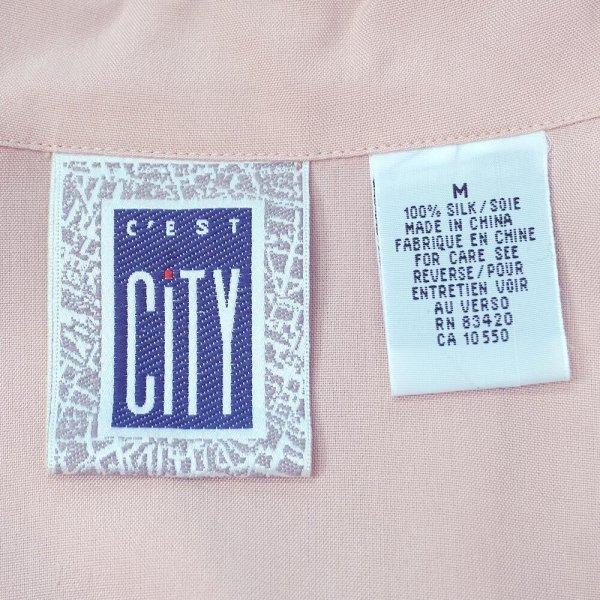 画像2: 90's C'EST CITY S/S オープンカラー シルクシャツ "PINK" (2)