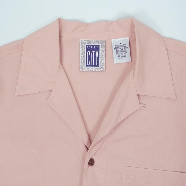 画像3: 90's C'EST CITY S/S オープンカラー シルクシャツ "PINK" (3)