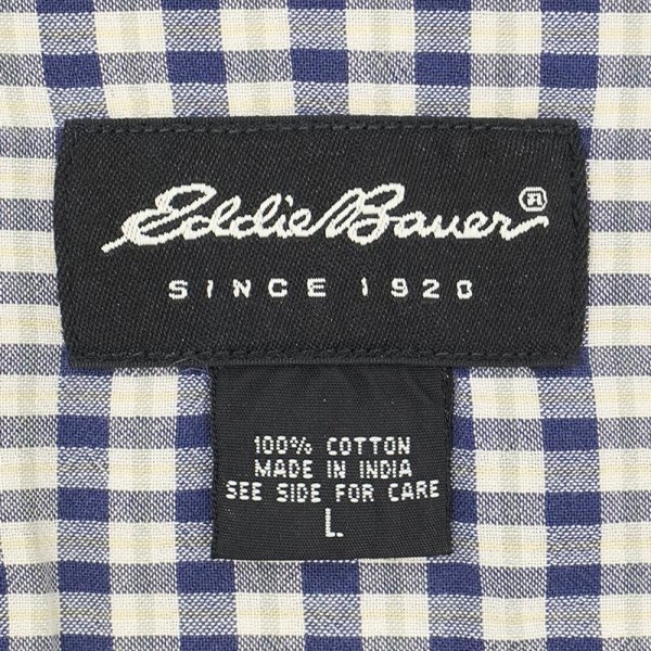 画像2: 00's Eddie Bauer S/S ボタンダウンシャツ "Navy Plaid" (2)