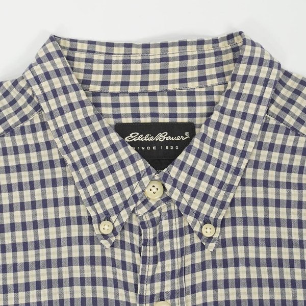 画像3: 00's Eddie Bauer S/S ボタンダウンシャツ "Navy Plaid" (3)