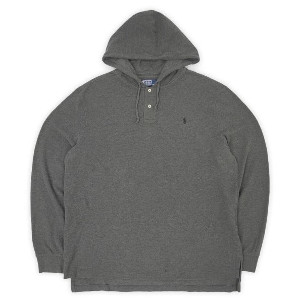 画像1: 00's Polo Ralph Lauren フーディーポロシャツ "CHACOAL" (1)