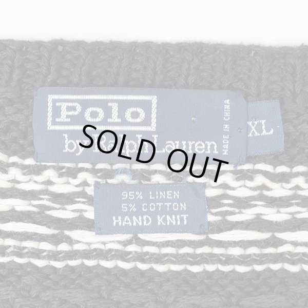画像2: 90's Polo Ralph Lauren リネン×コットン ニットベスト "HAND KNIT" (2)