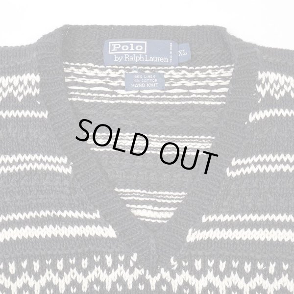 画像3: 90's Polo Ralph Lauren リネン×コットン ニットベスト "HAND KNIT" (3)