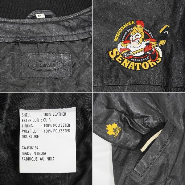 画像2: 00's MISSISSAUGA SENATORS レザースタジャン "BLACK" (2)