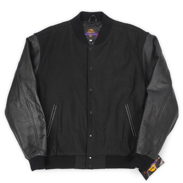 画像1: 90-00's NEW ZLANDER レザー切り替え スタジャン "DEADSTOCK / ALL BLACK" (1)